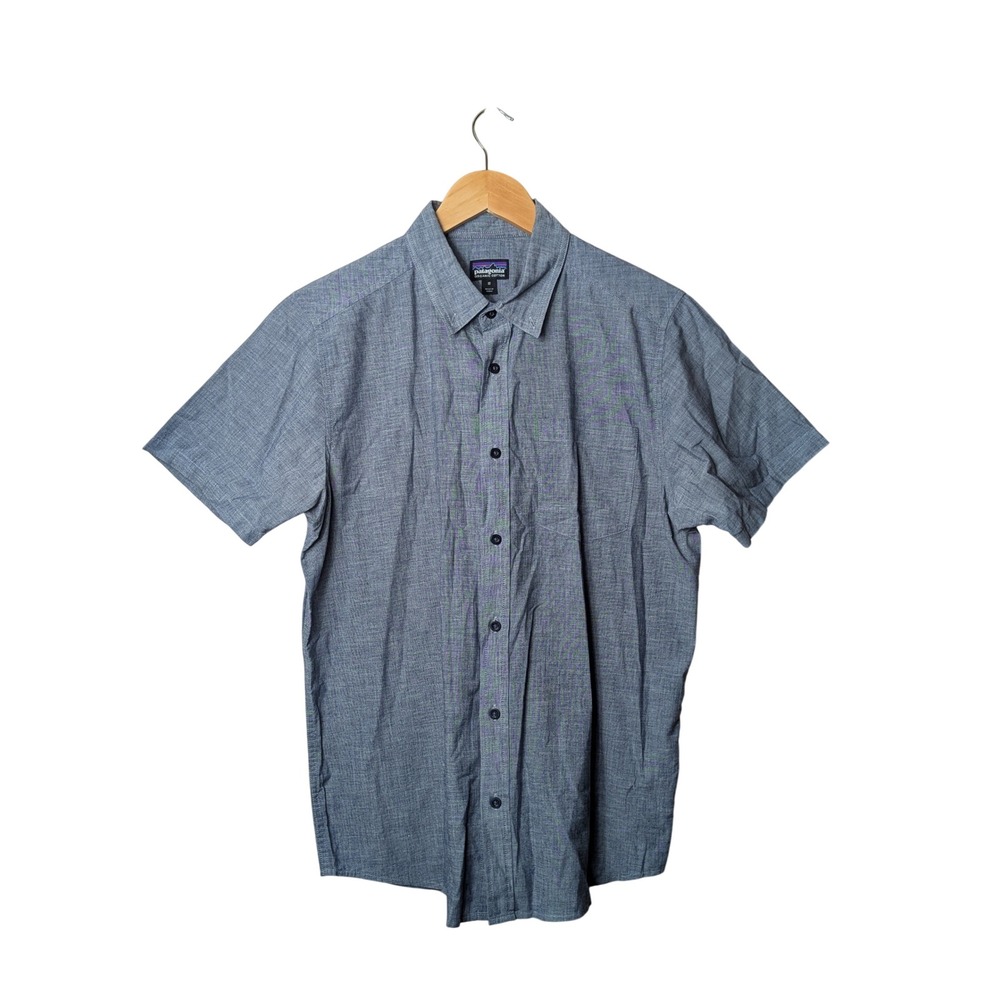 Patagonia Lightweight Bluffside Shirt Mens M Canyon Blue Short Sleeve 54121